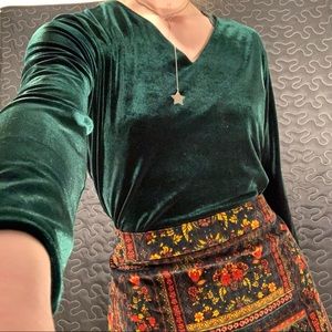 Forest green velour top